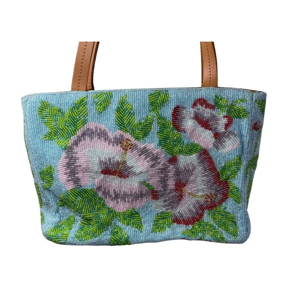 Tommy Bahama Hibiscus Beaded Tropical Purse Handbag MINT - Picture 7 of 7